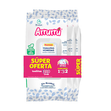 Toallitas Húmedas   Arrurrú Suavidad y Humectación x 210 und 
