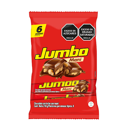 Chocolatina Jumbo Maní   Bolsa x 6 und