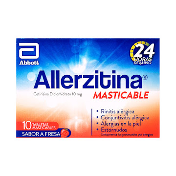 Allerzitina Cetirizina Diclorhidrato 10 mg Abott Fresa Caja x 10 Tabletas  