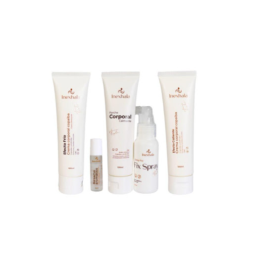 Kit Bienestar Inexhala Pequeño x 5 Productos  Inexhala Estuche x 5 unidades Kit Bienestar INEXHALA Pequeño: Presentación con cremas de 100 mL, práctica y versátil para acompañarte a donde vayas. 
Este Kit reúne distintas experiencias de cuidado corporal diseñadas para acompañ