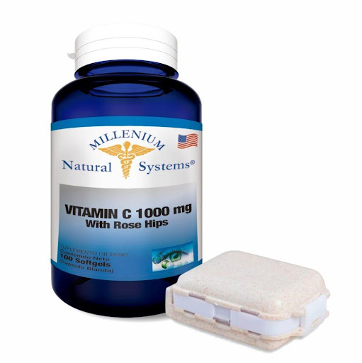 VITAMINA C 1000 + PASTILLERO NATURAL SYSTEMS FRASCO x 100 UNDS + PASTILLERO  ¿Qué incluye este pack?
100 Softgels de Vitamina C (1000 mg): Cápsulas blandas de rápida absorción que brindan un potente efecto antioxidante, mejoran la producción de colágeno y aumentan tu energía d