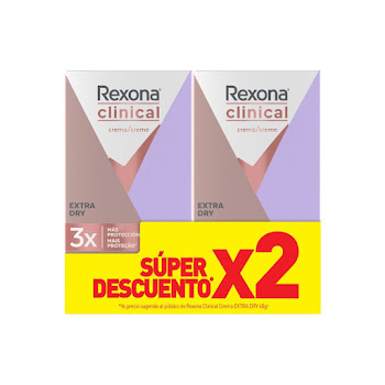 Desodorante Rexona Clinical Extra Dry 2 unidades Caja x 48 g  