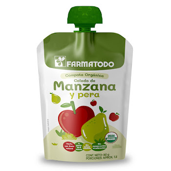 Compota Orgánica Farmatodo Sabor Manzana Y Pera Frasco x 90 g  