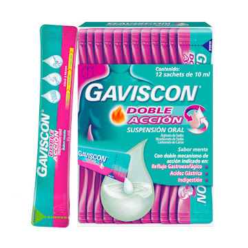 Gaviscon Doble Acción Bicarbonato de Sodio para Reflujo e Indigestión Sachet x 12 und  