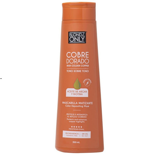 Matizante Blondz Only Cobre Dorado X 350ml Blondz Only 350ml x 1 Para cabello cobre irlandes. Un matizante que revive, intensifica y mantiene el color de tu cabello por más tiempo. Único matizante con ACEITE DE ARGAN. No contiene sal, ni parabeno, formula libre de 