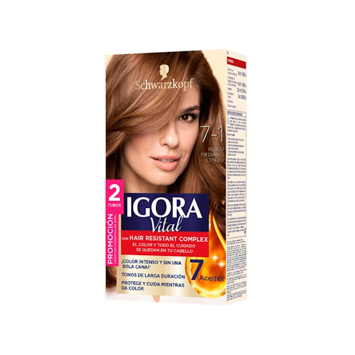 Tinte Igora Vital 7-1 Rubio Mediano Cenizo Caja x 1 und