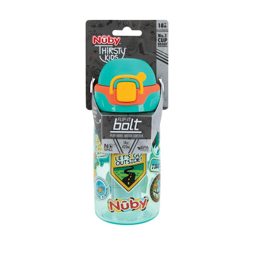 Vaso Pitillo 14 Onzas Nuby Blister x 1 ĦLa taza Flip-it Bolt de Nuby es perfecta para cualquier niño sediento que esté en movimiento! ĦLa punta del botón mantiene la boquilla limpia y bloqueada
