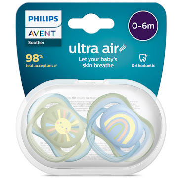 Chupo Entretención Avent Ultra Air 0-6m Sol/Arcoiris x 2 und  