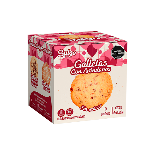 Galletas de arroz Spiga Foods con arándanos sin azúcar x 6 und
