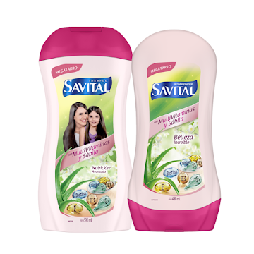 Shampoo + Acondicionador   Savital Multivitaminas y Sábila Pack x 2 und  