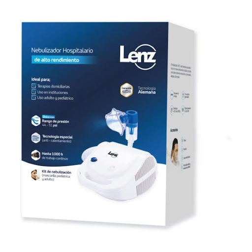 NEBULIZADOR COMPRESOR LENZ G4  x 1 Dispositivo diseñado para administrar medicamentos en forma de aerosol, facilitando el tratamiento de afecciones respiratorias como asma y bronquitis. Su tecnología de pistón garantiza una nebulizació