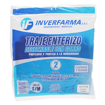 Traje De Bioseguridad Inverfarma Con Gorro Desechable Talla S/M x 1 und  