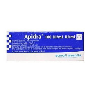 Apidra Glulisina 100UI Sanofi Cartucho x 3 ml  