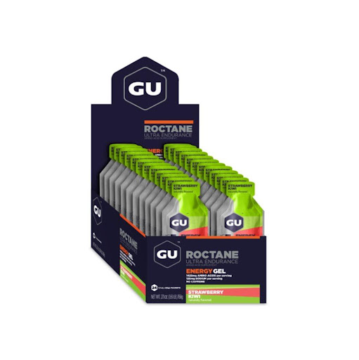 Gel Roctane. Sabor Fresa Kiwi sin Cafeína. Caja x 24 unidades GU Caja x 24  x 24 Sabor:  Fresa Kiwi sin cafeína

Características:

Doble energía: Fructosa y Maltodextrina

Aminoácidos:  1.425 mg

Calorías: 100

Sodio:  125 mg

Cafeína:  No