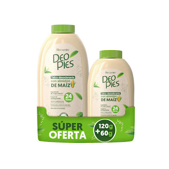 Talco Desodorante Deo Pies Con Almidón De Maíz Promoción x 120g+60g   