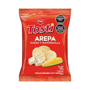 Pasabocas Yupi Tosti Arepa Queso Mantequilla Paquete x 150 gr  