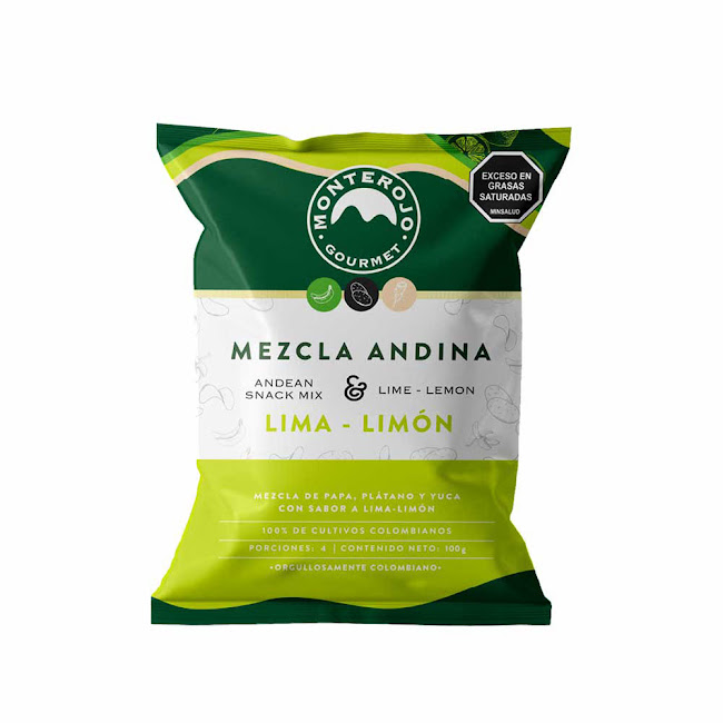 Pasabocas Mezcla Andina   Monterojo Lima Limón Paquete x 100 gr  