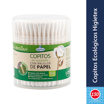 Copitos para Bebés y Adultos Higietex Hisopo Con Palillos De Papel x 150 und  