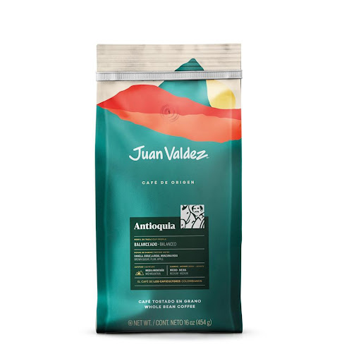Café Juan Valdez Antioquia Grano 454gr Juan Valdez Bolsa 454 GR x 1 Café Juan Valdez Antioquia Grano 454gr + OBSEQUIO DULCES DE CAFE  Café Premium 100% Colombiano Excelso.  Nuestro café de origen Antioquia es cultivado en una zona de mediana altura lo que facilita el 