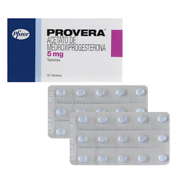 Provera Acetato de Medroxiprogesterona 5 mg Pfizer Caja x 30 Tabletas  