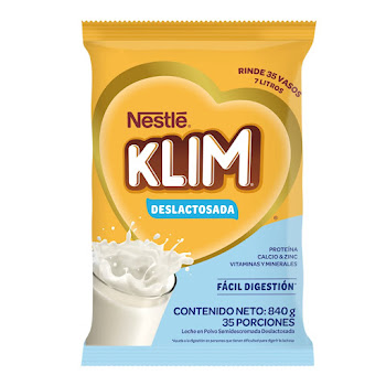 Leche En Polvo Klim Deslactosada Semidescremada x 840 gr  