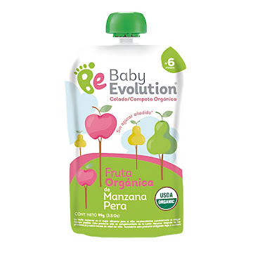 Compota Baby Evolution Orgánica Manzana Pera Sin azúcar añadida x 99 gr  