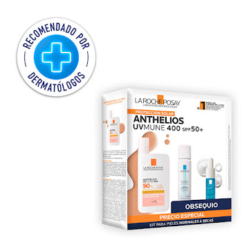 Kit Protector Solar La   Roche Posay Anthelios Uvmune Fluido Color 50 ml + Mini Serum La Roche Hyalu B5 x 10ml + Agua Termal La Roche x 50 ml pack x 3 und 