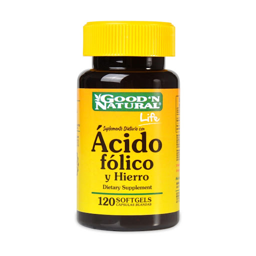 Suplemento Dietario Ácido Fólico + Hierro 400g/20mg Good´n Natural Frasco x 120 Cápsulas 