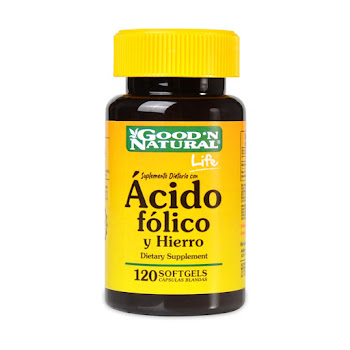 Suplemento Dietario Ácido Fólico + Hierro 400g/20mg Good´n Natural Frasco x 120 Cápsulas   