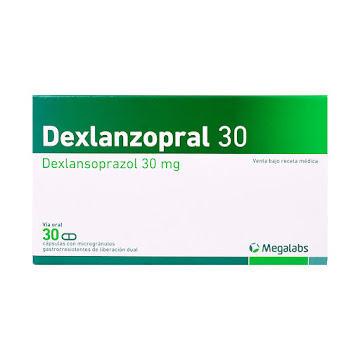Dexlanzopral 30 Dexlanzoprazol 30 mg Megalabs Caja x 30 Cápsulas  