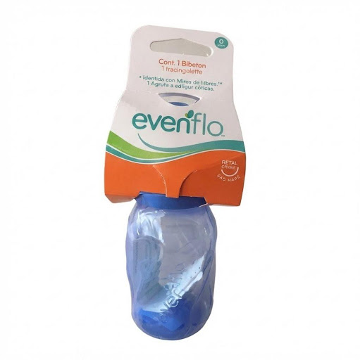 Biberon 4 Onzas Twist Azul- Evenflo Evenflo Unidad x 1 Und Biberón Twist Entintado 120ml/4oz
Biberón con botella twist hexagonal de polipropileno entintado.

Mamila anatómica de silicón grado alimenticio, con alas que se adaptan a las comisuras de la boca de 