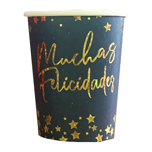 Vaso Nico Azul y Dorado Ecológico Navidad x 8 und 