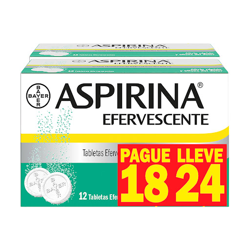 Aspirina Ácido Acetilsalicílico 500 mg Bayer Efervescente Caja 24 Tabletas