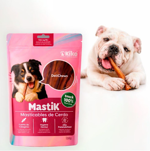 Snack Deshidratado Natural Masticable para Perros MastiK de Cerdo 130 g KIKO Doy Pack 130g x 1 und 