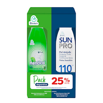 Protector Solar SunPro x   180 ml + Linimento Menticol con CBD 180 ml  
