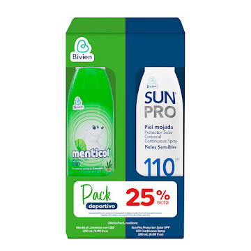 Protector Solar SunPro x   180 ml + Linimento Menticol con CBD 180 ml  