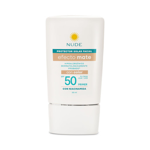 Protector Solar Nude Spf 50 Crema Facial Con Color Caja x 50 ml