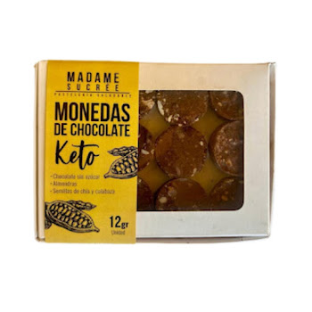 Monedas De Chocolate Madame Sucreé Con Almendras y Semillas Caja x 135 gr  