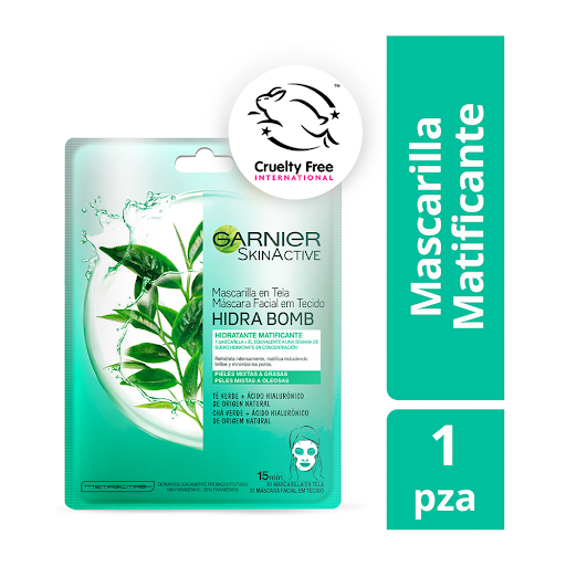 Mascarilla Garnier En Tela Matificante Té Verde x 28 gr