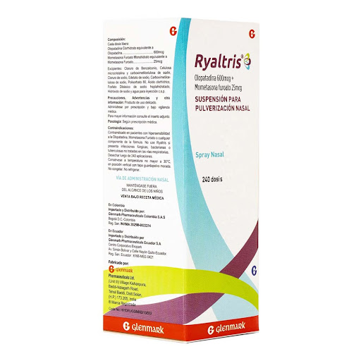 Ryaltris Olopatadina + Mometasona 600mcg/25mcg Glenmark Spray Nasal x 1 und