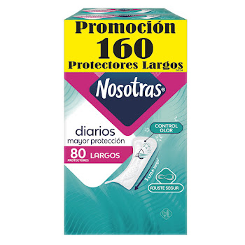 Protectores Diarios Nosotras Largos 2 Paquetes x 80 und  