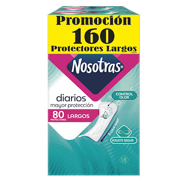Protectores Diarios Nosotras Largos 2 Paquetes x 80 und  
