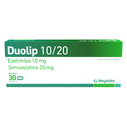 Duolip Simvastatina + Ezetimiba 20mg/10mg Garmisch Caja x 30 Tabletas
