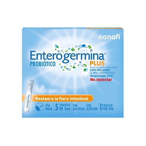 Probiótico Enterogermina Esporas de Bacillus 4000 MUI Sanofi Caja x 5 Viales