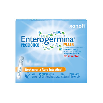 Probiótico Enterogermina Esporas de Bacillus 4000 MUI Sanofi Caja x 5 Viales  