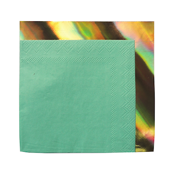 Servilletas Nico Verde Aguamarina Borde Dorado x 12 und   