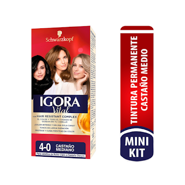 Tinte Schwarzkopf Igora Vital Mini Kit 4 0 Castaño Mediano x 50 ml  