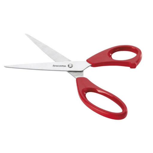 Tijeras Domesticas 22 cm Presto. Color: Rojo Tescoma Caja x 1 aptas para cortar todo tipo de material comn, papel, etc.- fabricadas en acero inoxidable de primera calidad y resistente pl˙stico- c½modas asas con tratamiento anti-deslizante para su uso seguro
