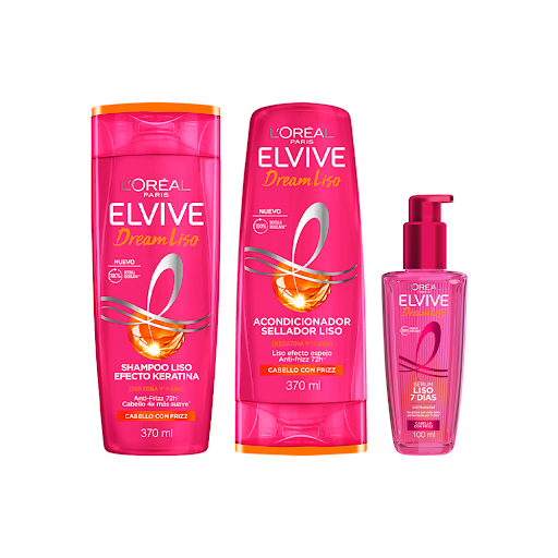 Combo Elvive Dream Liso Shampoo + Acondicionador + Sérum Tricpack x 3 und