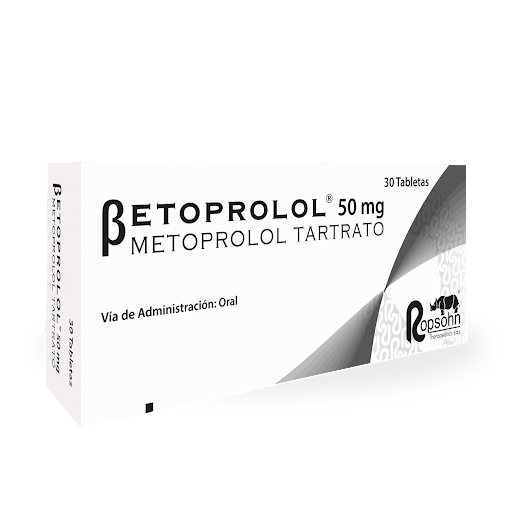 Betoprolol Metoprolol Tartrato 50 mg Ropsohn Caja x 30 Tabletas